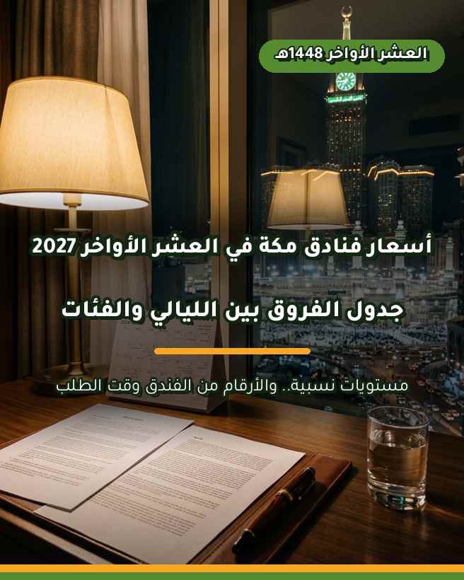 أسعار فنادق مكة في العشر الأواخر من رمضان 1448هـ